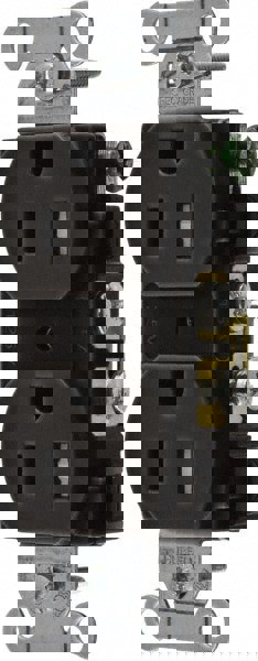 Straight Blade Duplex Receptacle: NEMA 5-15R, 15 Amps, Self-Grounding